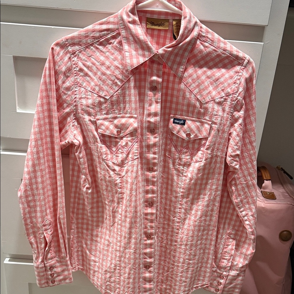 Wrangler Pink Checkered Western Shirt